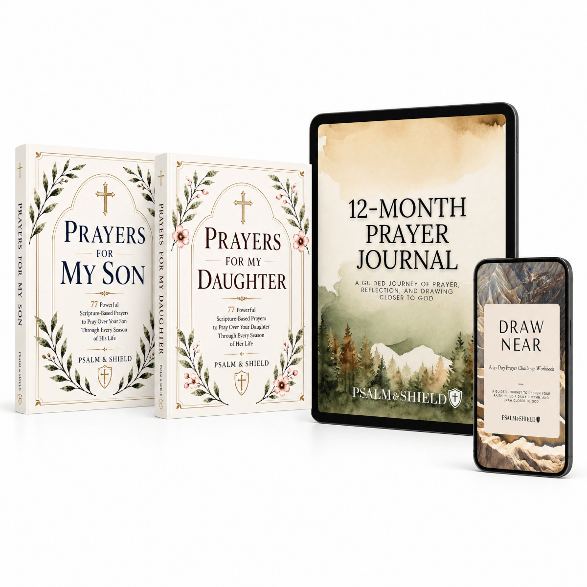 Son & Daughter Gift Pair + 12-Month Prayer Journal & 30-Day Prayer Challenge (Digital Gifts) - Psalm & Shield
